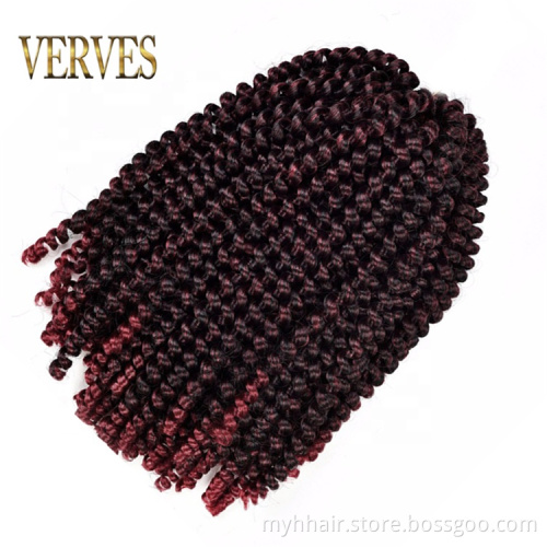 Spring Twist Hair Synthetic Wholesale 8 inch Ombre Synthetic Braiding Hair Spring Twist Bounce Crochet Braids